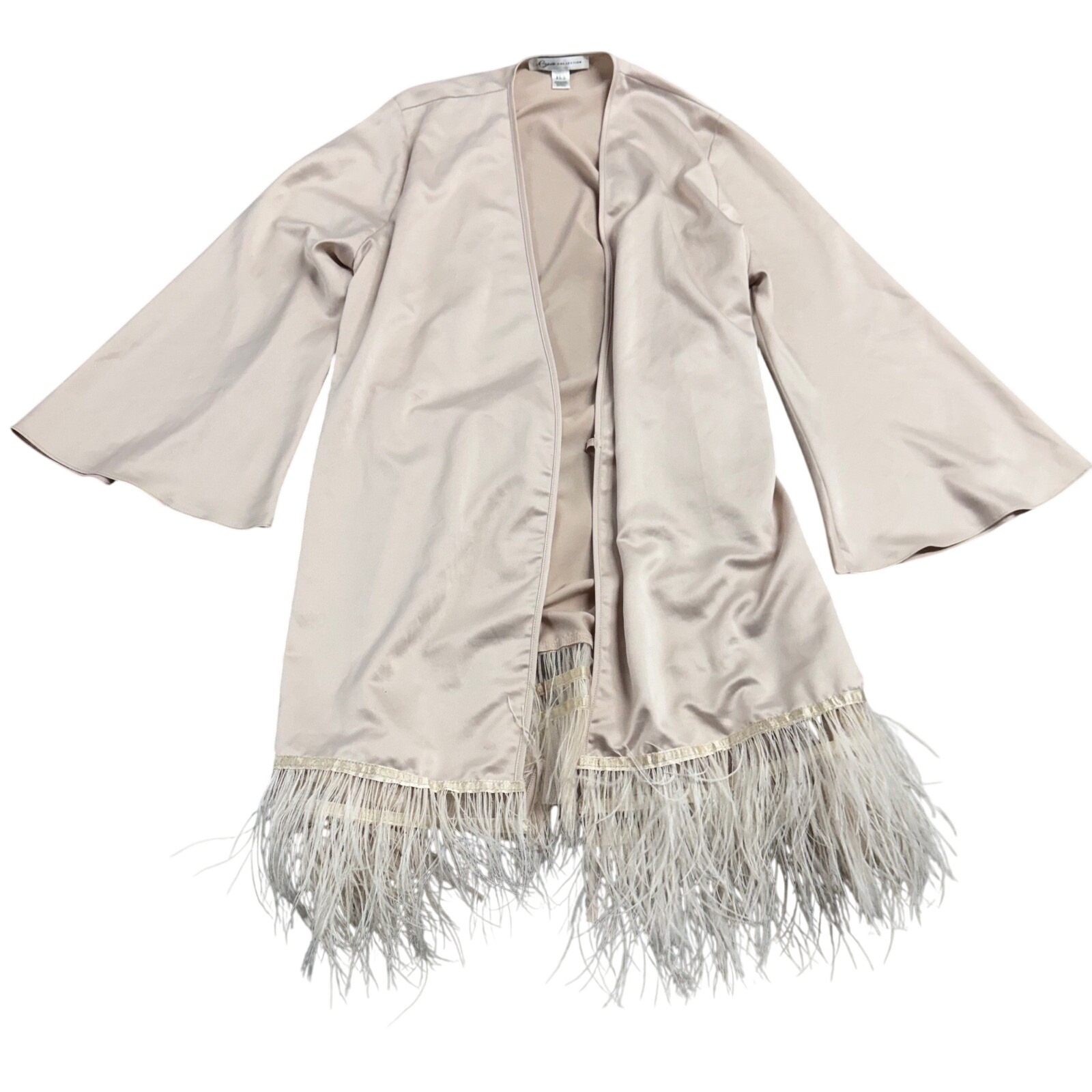 Rya Collection Swan Wrap Champagne Kimono Robe S/S Ostrich Feather Luxury